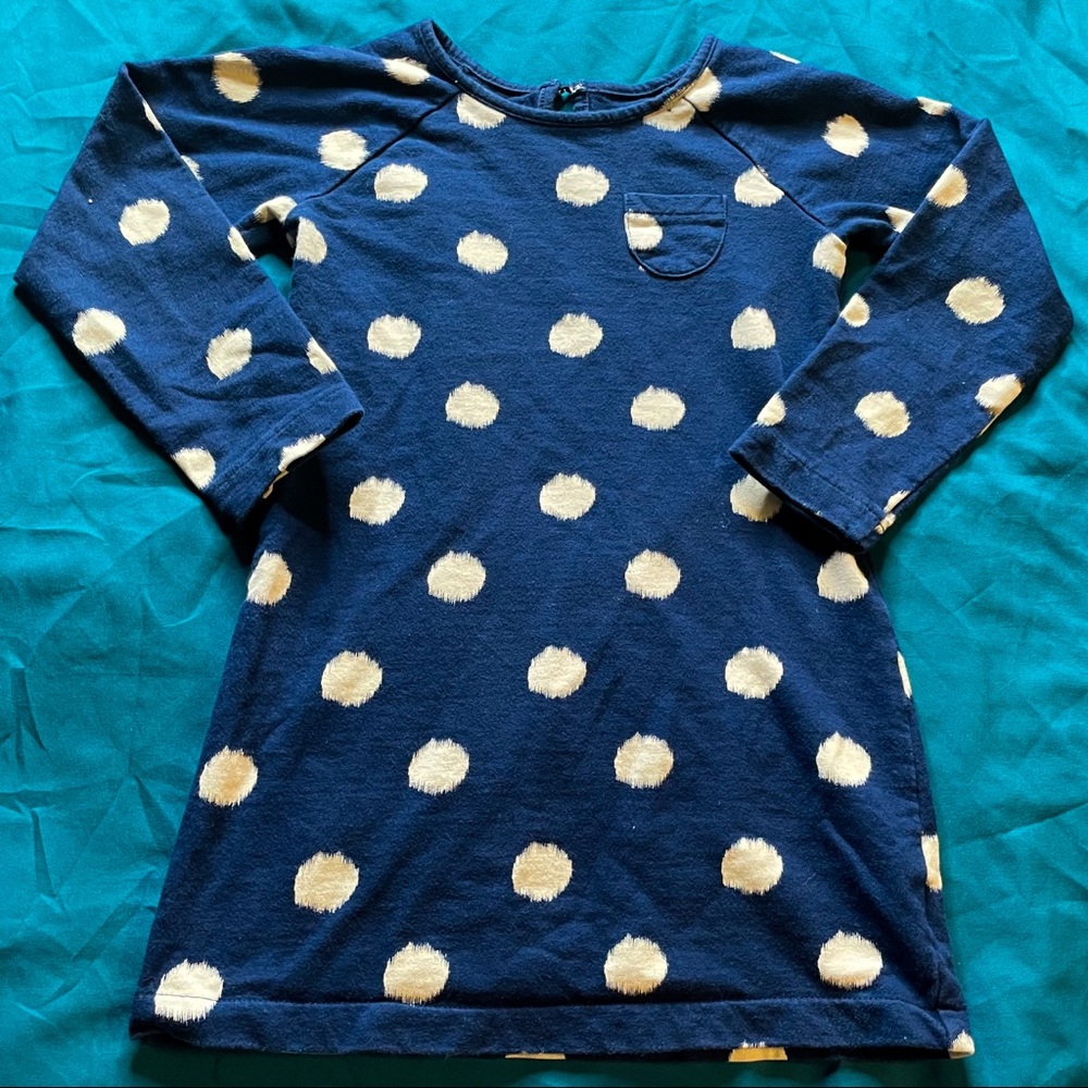Arizona Jean Company Girls 4T Blue White Polka Dot Long Sleeve Dress Tunic Top